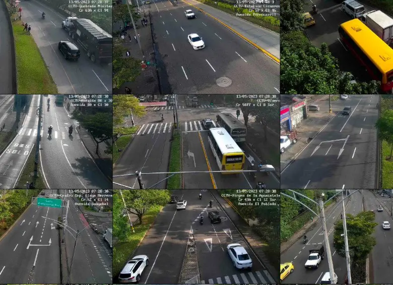 Tráfico vehicular observado desde distintos puntos de Medellín